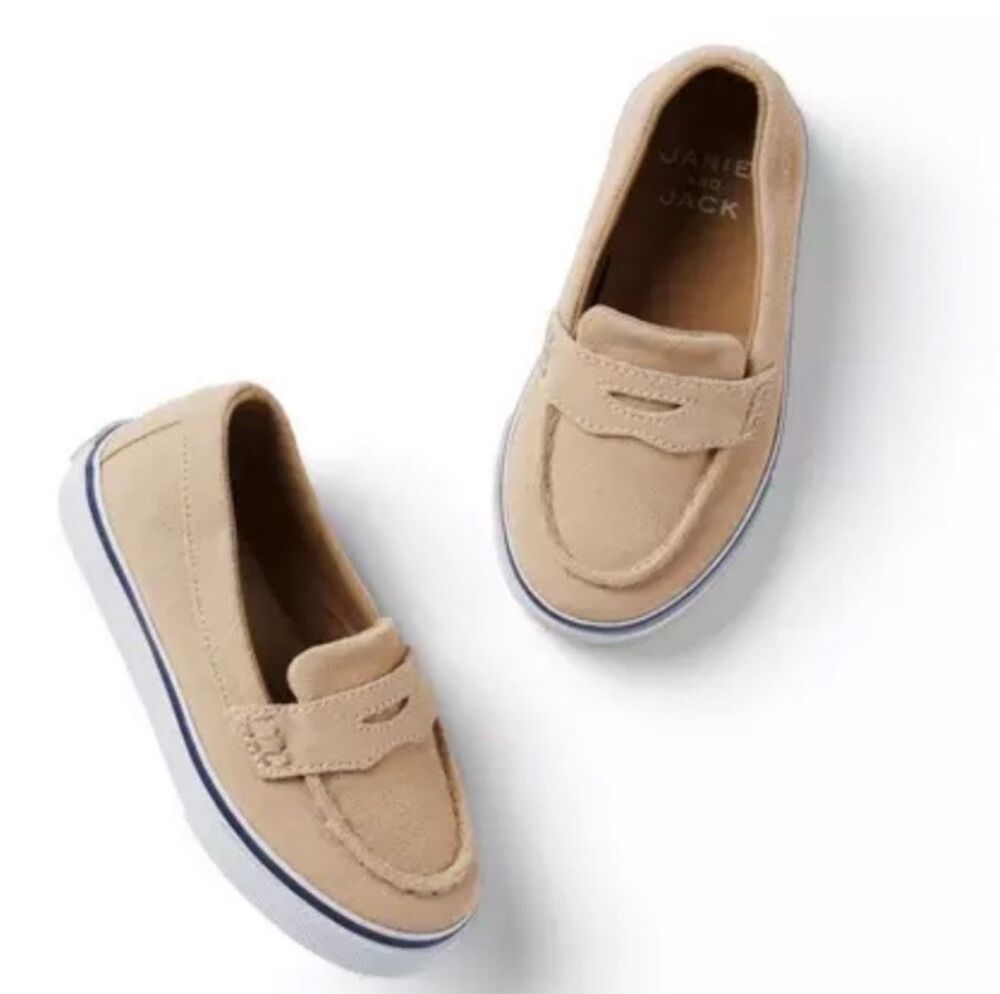 Janie and Jack Suede Penny Loafer Sneaker in Tan Size 4K